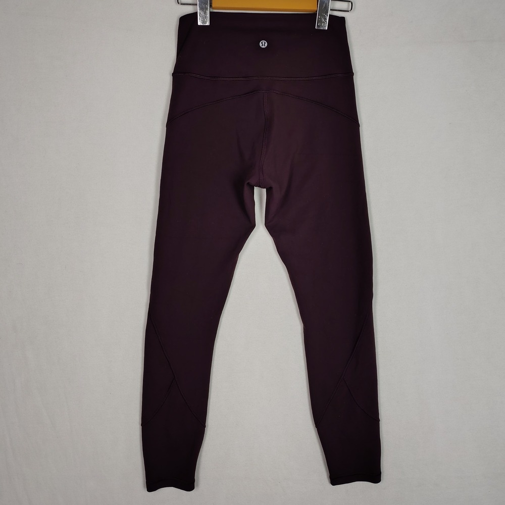 Lululemon High Rise Leggings Plum Burgundy Athletic Tights Size 4 24 Inseam